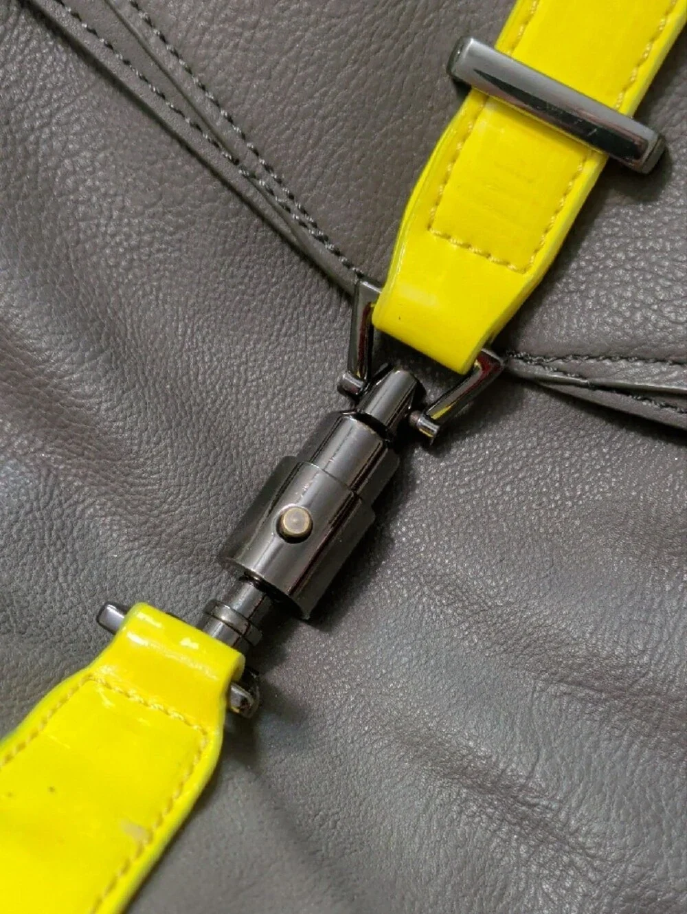 Gray and Neon Yellow Melie Bianco Crossbody Messenger Bag